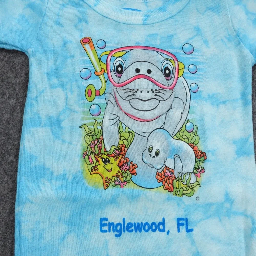 Art On Ts Englewood FL Tie Dye Flap Mouth Bodysuits Manatee Flamingo 6M Set of 2